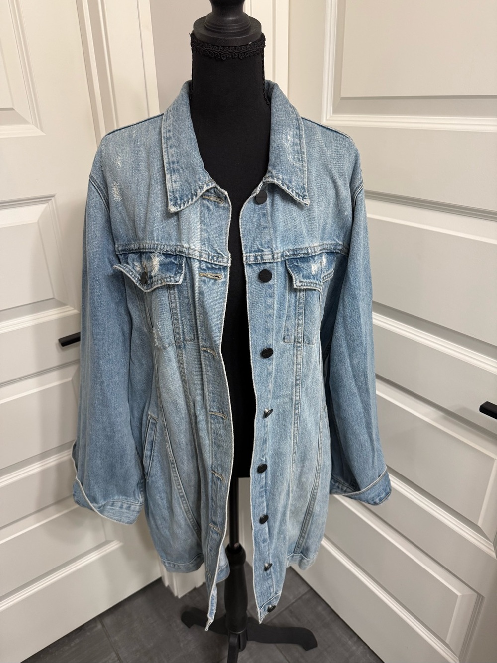 Classic Light Blue Denim Jacket - Women - Longer length.